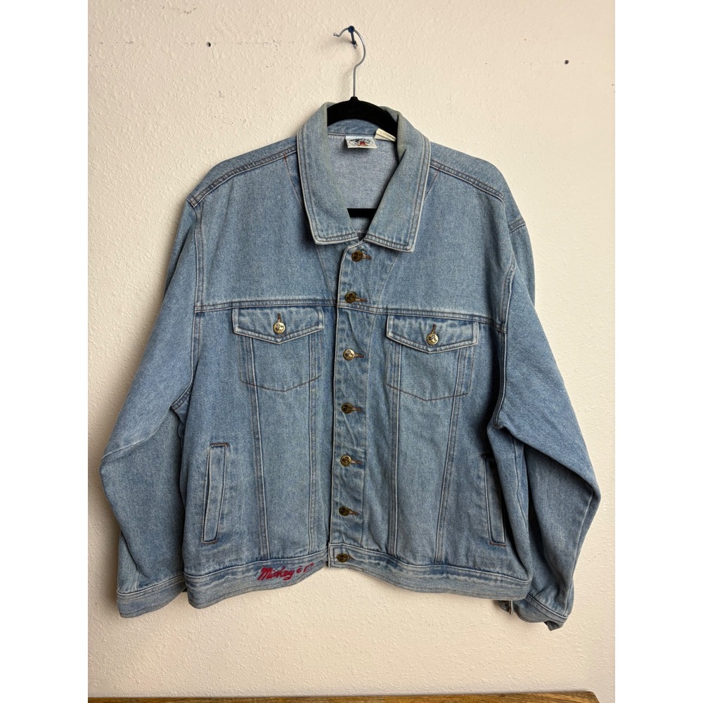 Mickey & Co Light Wash Denim Jacket Embroidered Mickey with Mickey Mouse Buttons